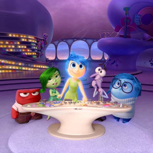 The characters Anger, Disgust, Joy, Fear and Sadness from Pixar's Inside Out